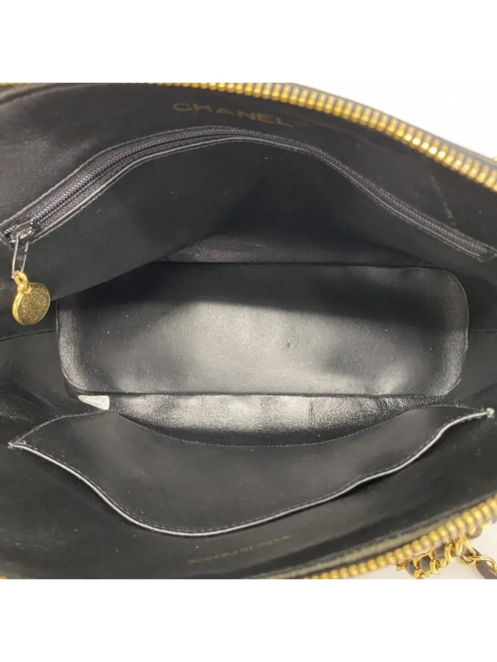 Chanel Shoulder Bag Quilted Lambskin Black Gold
